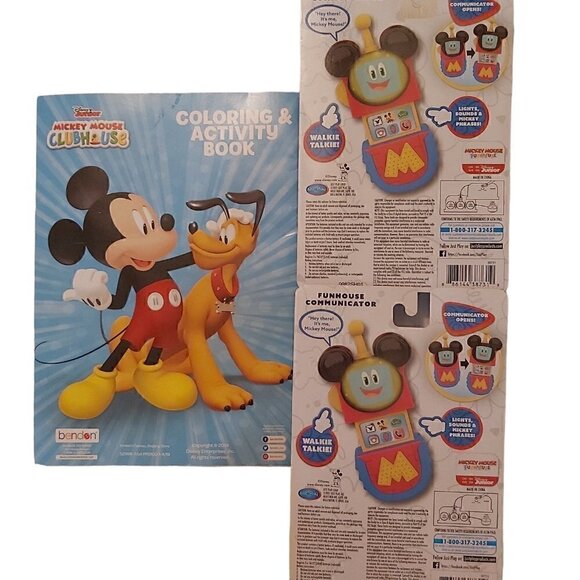 DISNEY Junior Coloring & Activity Book With 2 Mickey Mouse Walkie Talkies - Picture 2 of 3
